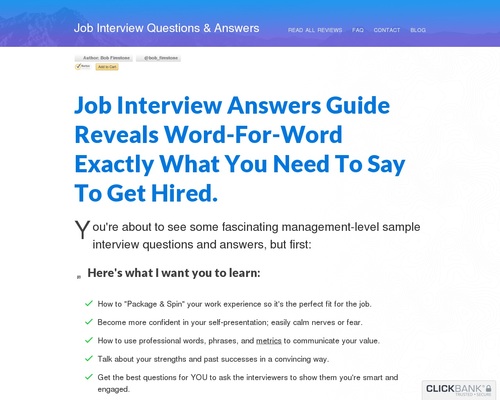 Ultimate Guide To Job Interview Answers - $20 per sale in Career Niche